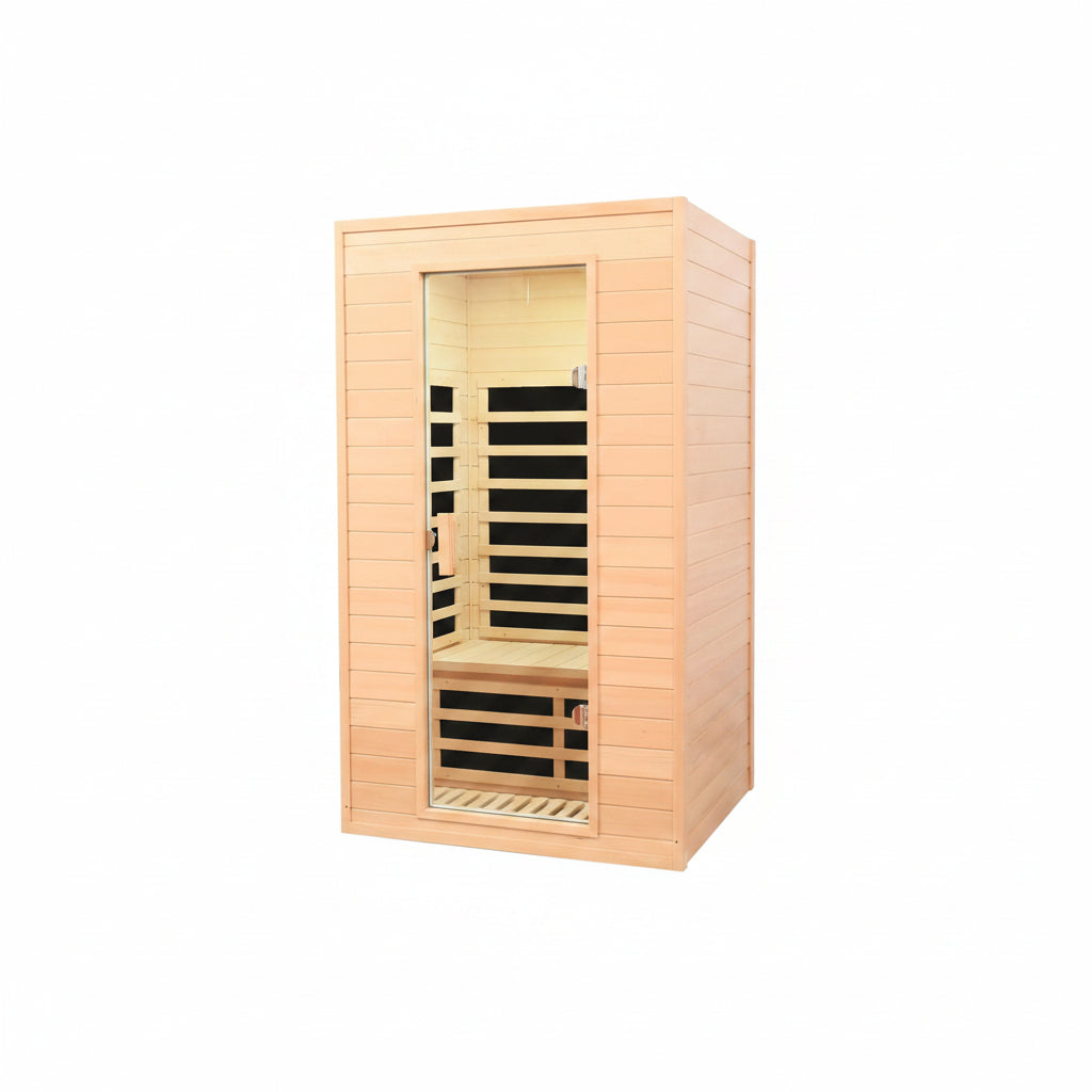 2 Person Low EMF Far Infrared Sauna, 5 Heating Panels, 1500W/120V, Canadian Hemlock Indoor Sauna with Bluetooth Speakers, Reading Lights, Roof Vent, Tempered Glass