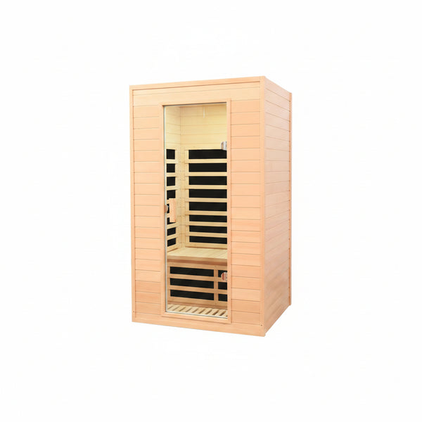 2 Person Low EMF Far Infrared Sauna, 5 Heating Panels, 1500W/120V, Canadian Hemlock Indoor Sauna with Bluetooth Speakers, Reading Lights, Roof Vent, Tempered Glass