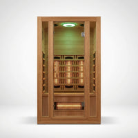 2 Person Far Infrared Sauna with Smart APP Control, 2000W Low EMF Wooden Infrared Sauna Room for Home, 8 Carbon Mica Heating Panels Wellness Sauna, Canadian Hemlock Indoor Spa for Home Relaxation — Studio Shot