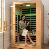 2 Person Far Infrared Sauna with Smart APP Control, 2000W Low EMF Wooden Infrared Sauna Room for Home, 8 Carbon Mica Heating Panels Wellness Sauna, Canadian Hemlock Indoor Spa for Home Relaxation — Lifestyle