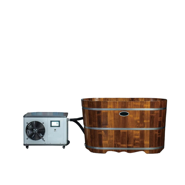 Woodbridge 54" Indoor Cold Plunge Tub W/ 1.3 HP White Chiller – Rapid Cooling & Heating, Ozone Sanitation, Filter Circulation System, Wifi-Enabled & Remote Control via APP, Insulated Tub Cover