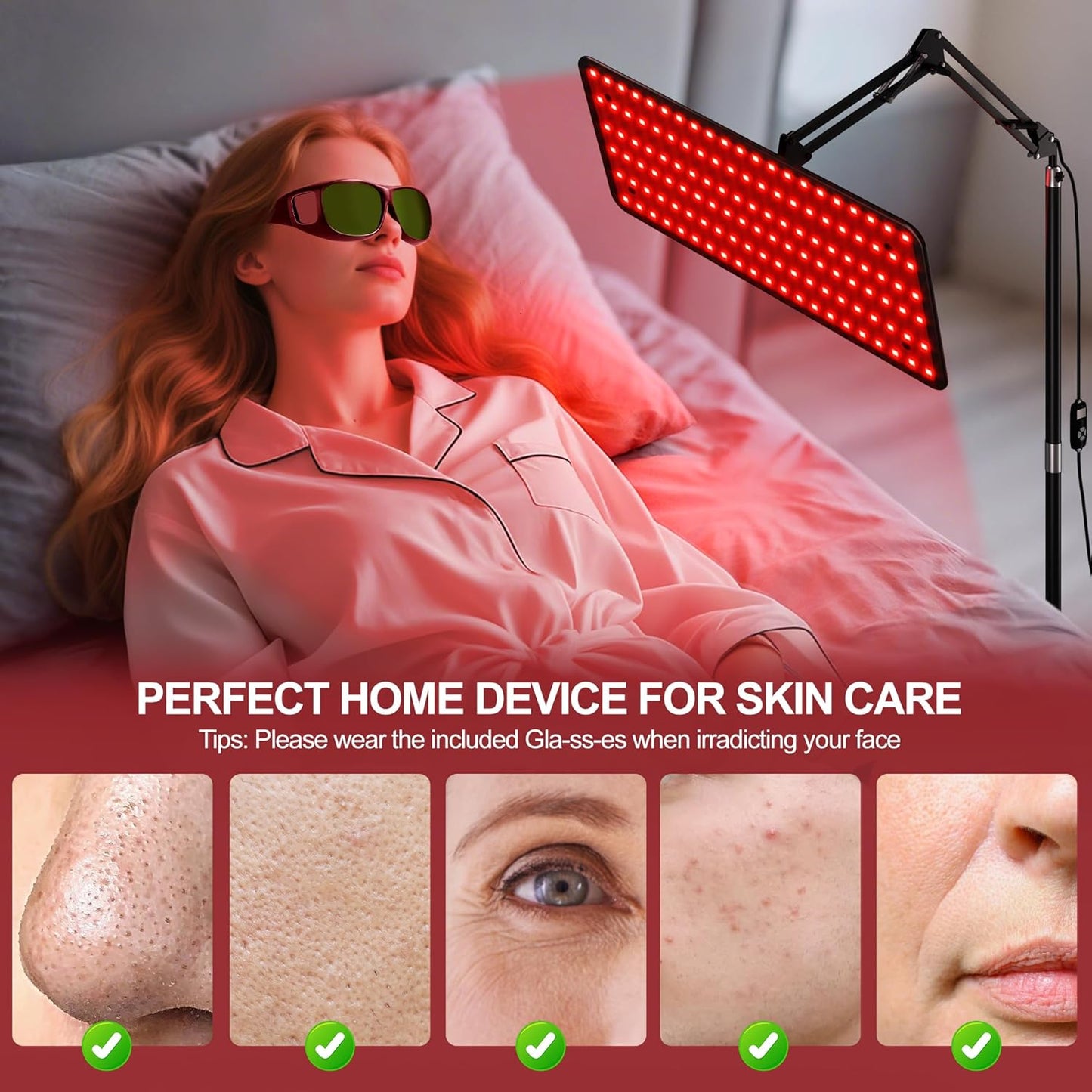 Red Light Therapy for Body with Wireless Magnetic Remote - 660Nm 850Nm 940Nm 3 in 1 Red Infrared Light Therapy Lamp with Stand with Large Panel, Therapy Device at Home, Gift for Women, L
